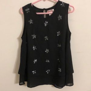 Black Chiffon Sequin Detail Sz10 Girls Shirt